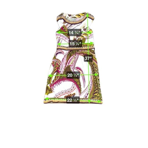 Dressbarn Womens Paisley Dress Scoop Neckline Sleeveless & Belt Size 6 Whimsical - Picture 3 of 5